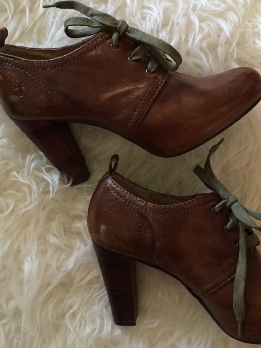 Frye Brown Leather Lace-Up Ankle Booties